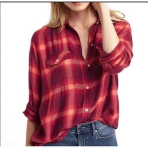 Gap + Pendleton Shirt Womens Small Red Plaid Flannel Button Up‎ Casual Pockets